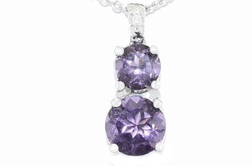 1.5 Ct Alexandrite Double Diamond Pendant .925 Sterling Silver Rhodium Finish