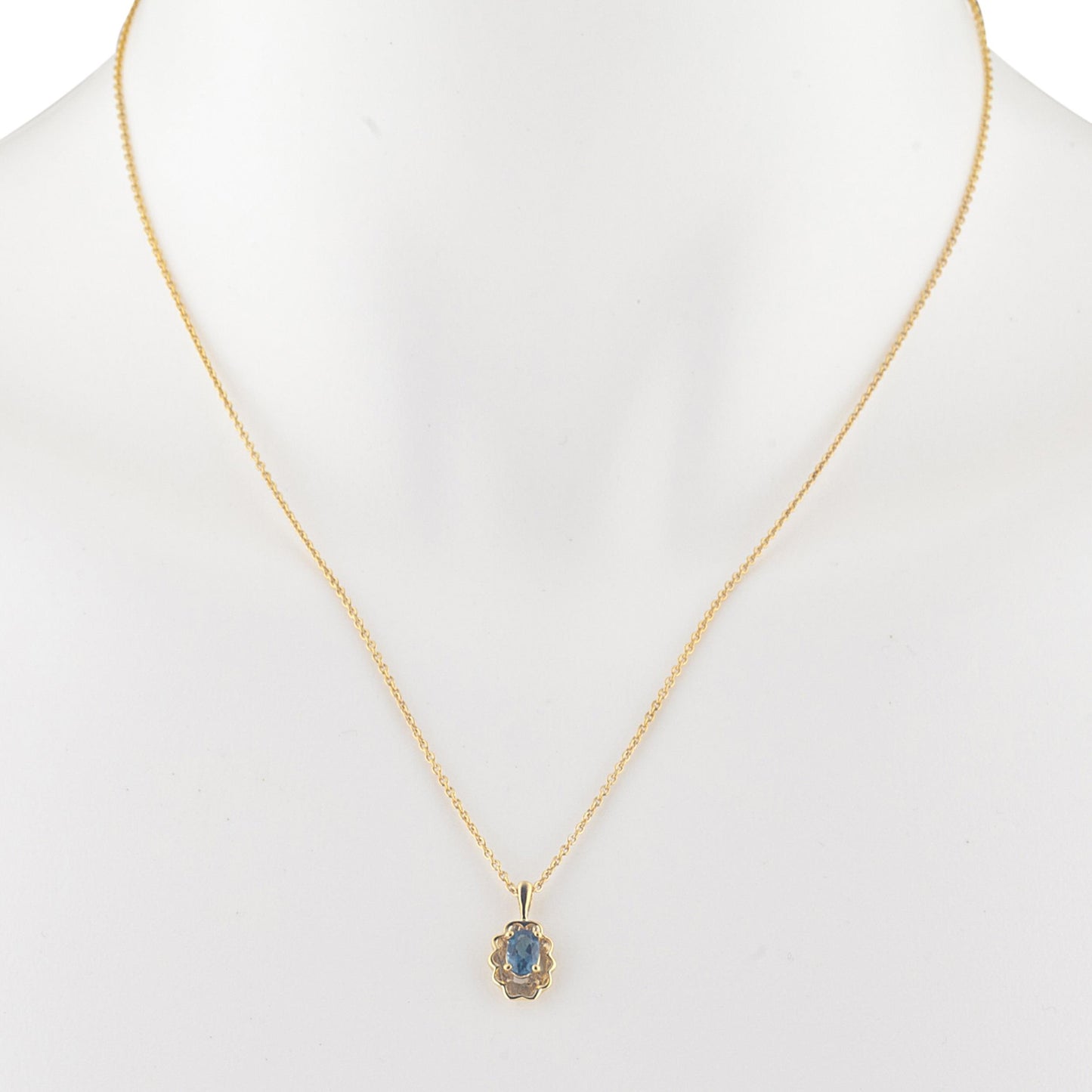 14Kt Yellow Gold Plated London Blue Topaz Oval Design Pendant