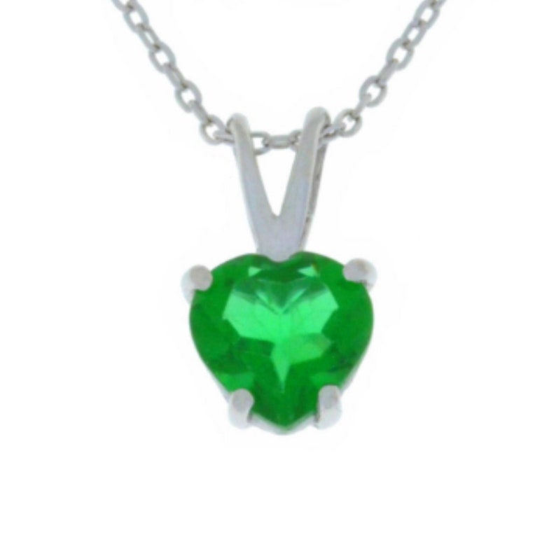 14Kt Gold Emerald Heart Pendant Necklace