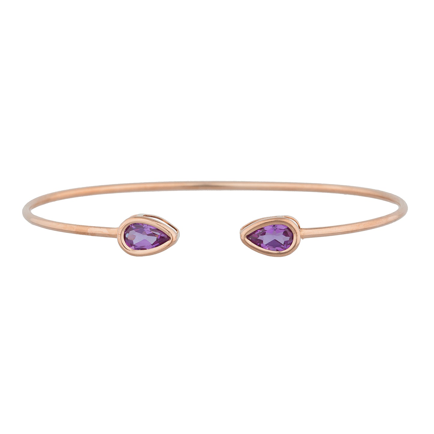 14Kt Rose Gold Plated Alexandrite Pear Bezel Bangle Bracelet