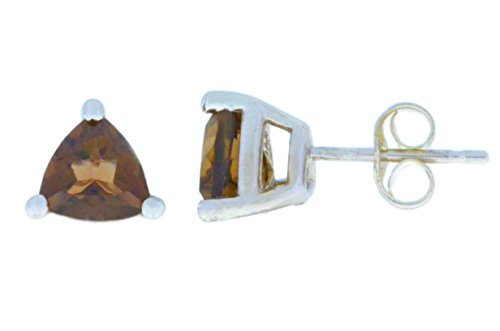 2 Ct Natural Smoky Quartz Trillion Stud Earrings 14Kt White Gold