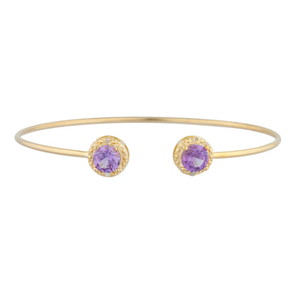 14Kt Yellow Gold Plated Alexandrite & Diamond Round Bangle Bracelet