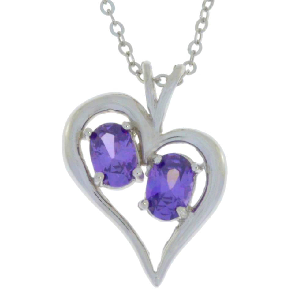 1 Ct Amethyst Oval Heart Pendant .925 Sterling Silver