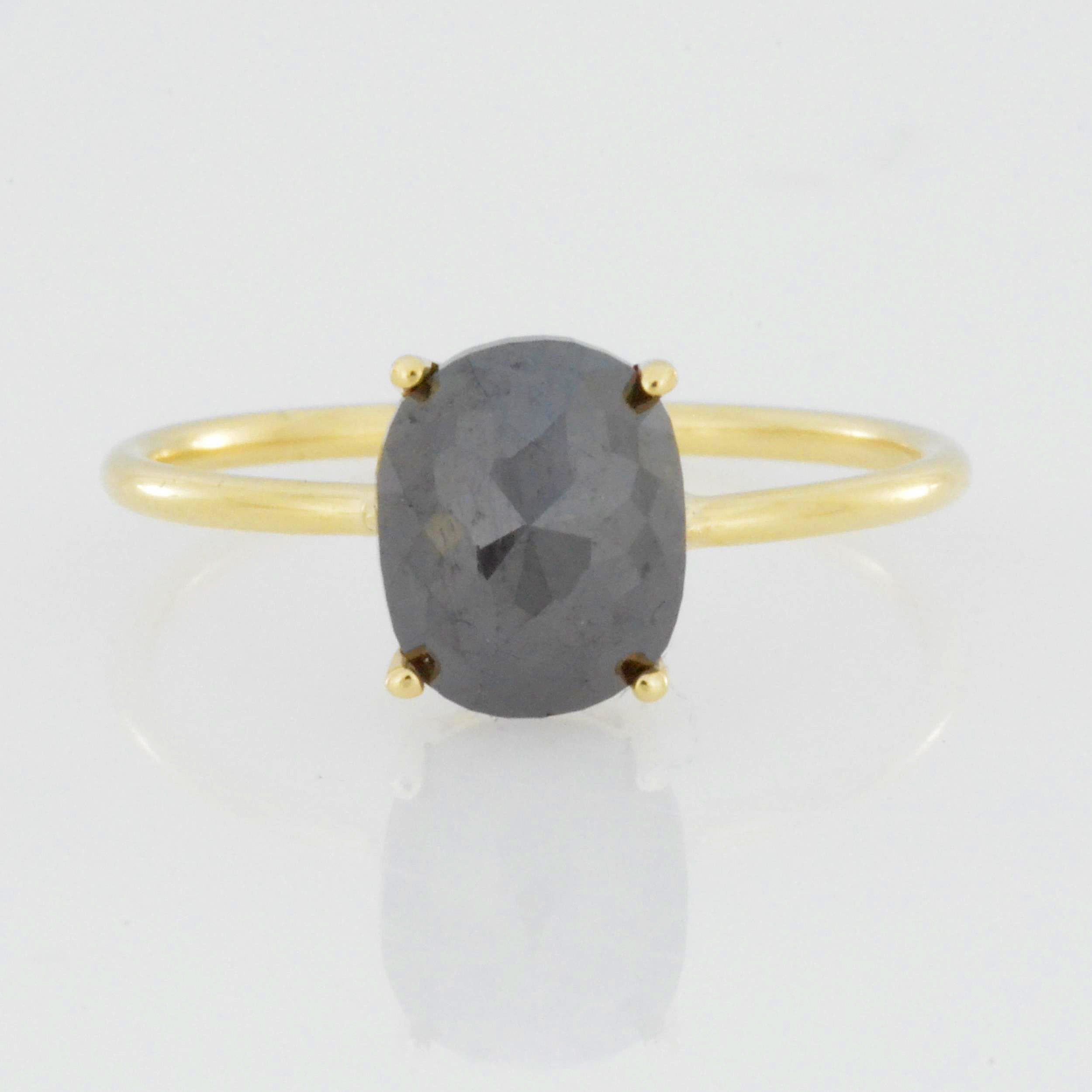 14Kt Gold 1.85 Ct Natural Rose Cut Black Diamond Ring