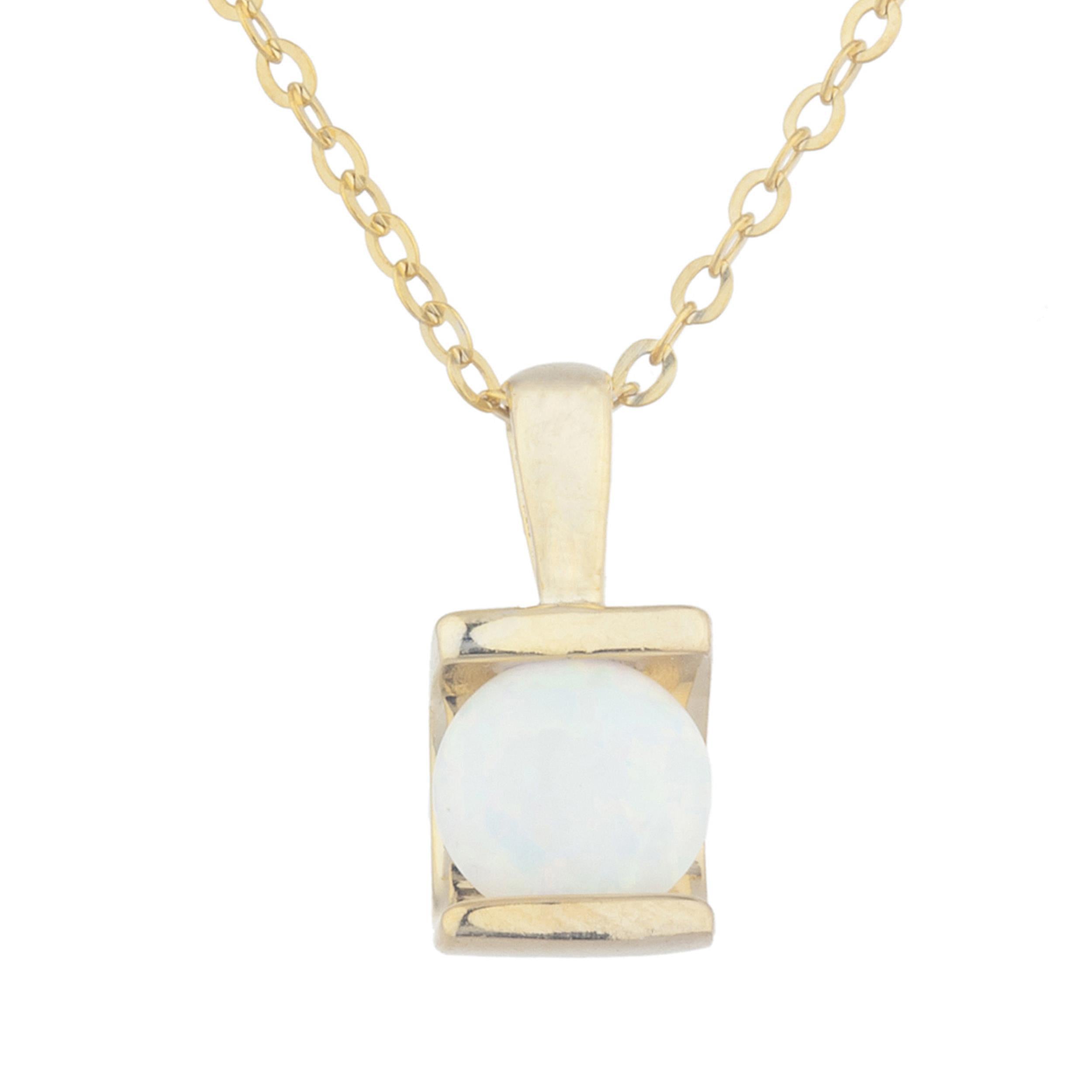 14Kt Yellow Gold Plated Opal Half Channel Pendant