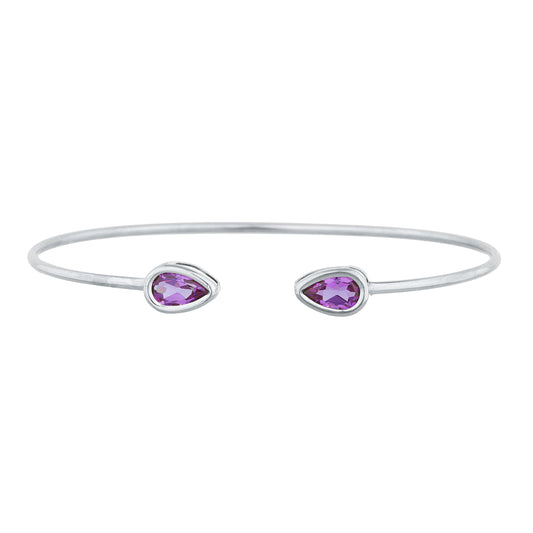 2 Ct Alexandrite Pear Bezel Bangle Bracelet .925 Sterling Silver