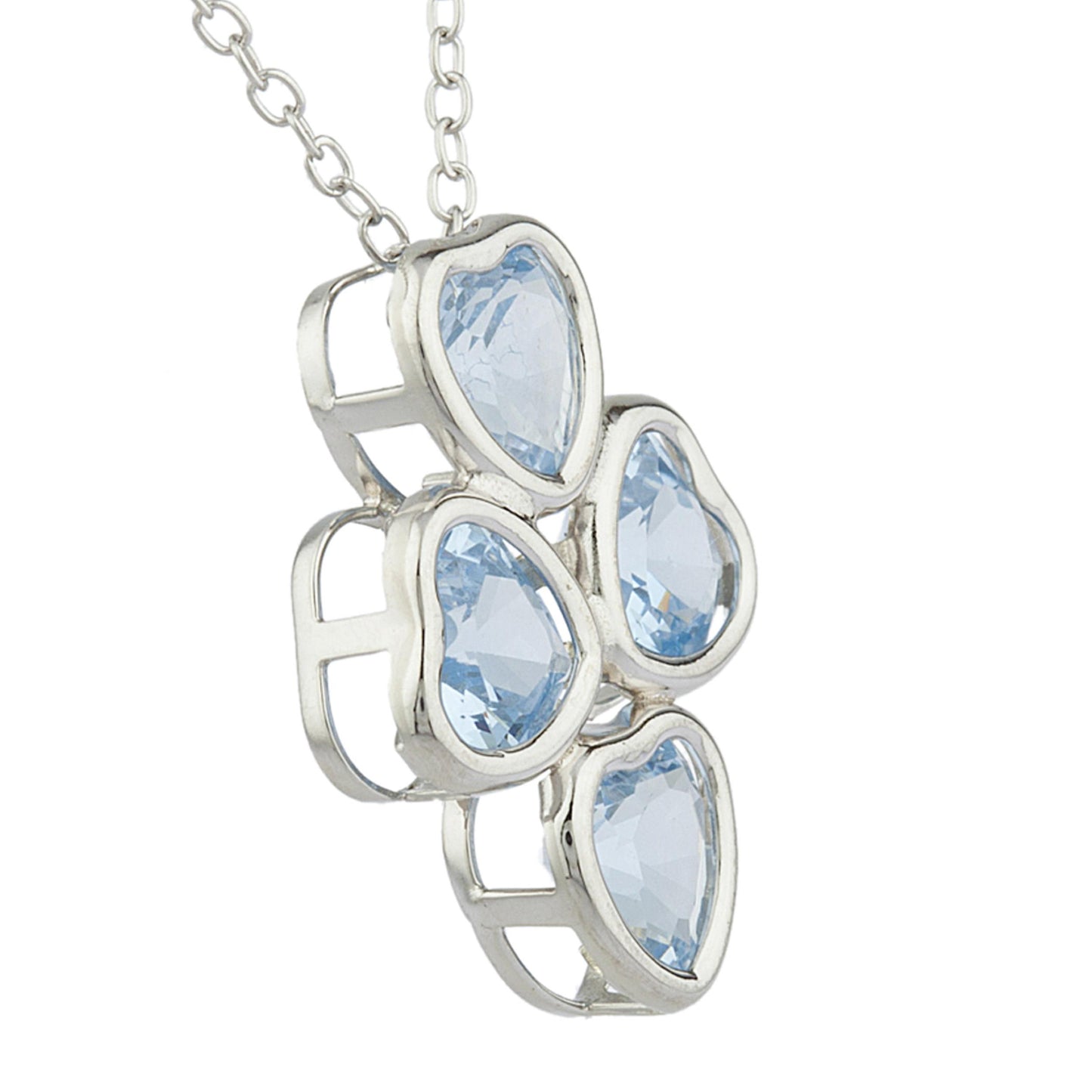 Aquamarine Heart Bezel Pendant .925 Sterling Silver