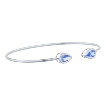 14Kt Gold Tanzanite Pear Bezel Bangle Bracelet