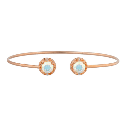 14Kt Rose Gold Plated Natural Mercury Mist Mystic Topaz & Diamond Round Bangle Bracelet