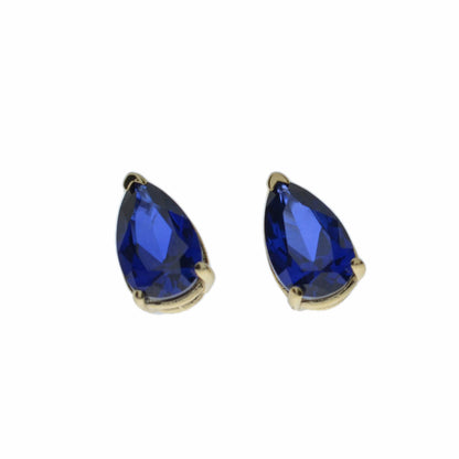 14Kt Gold Blue Sapphire Teardrop Stud Earrings