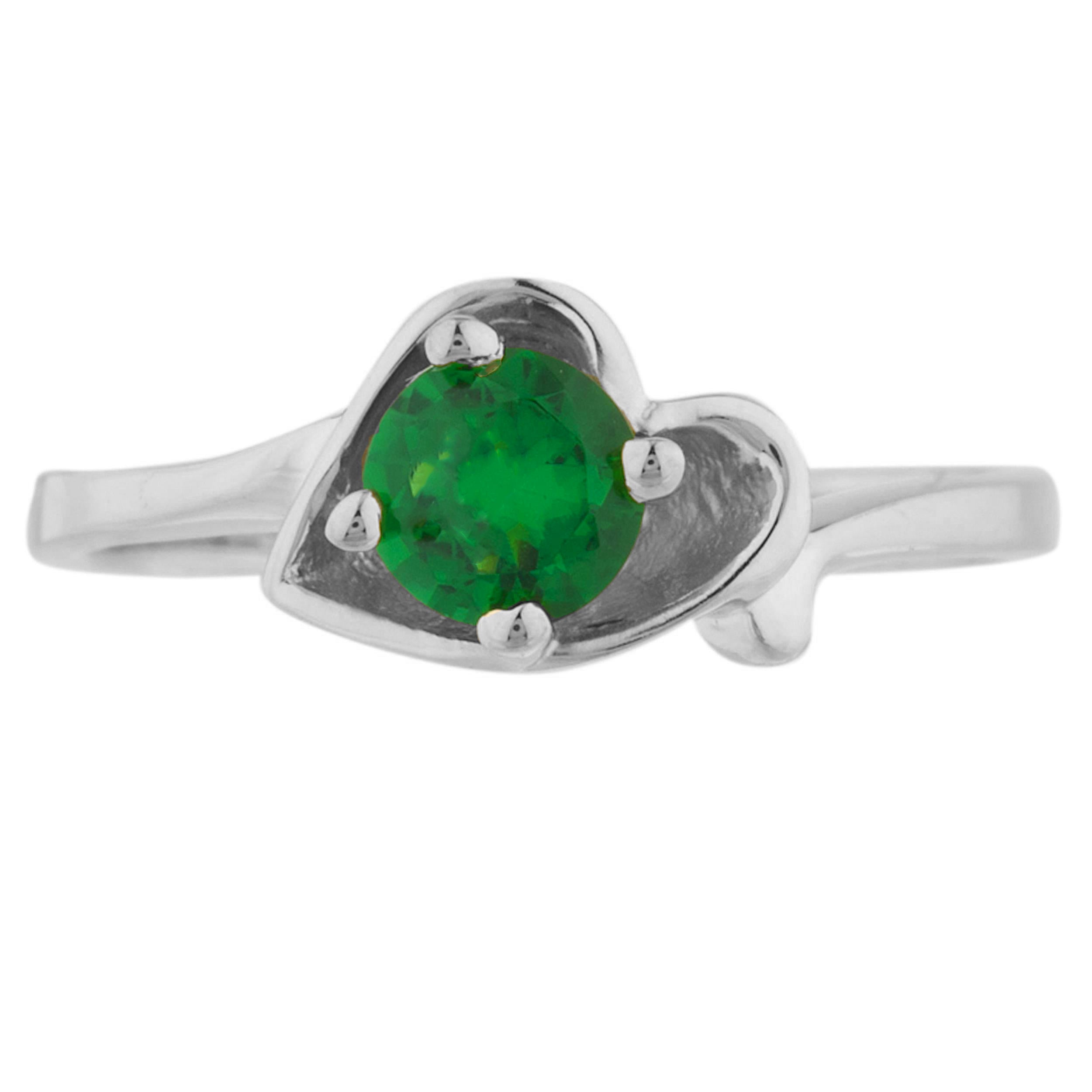 14Kt Gold Emerald Round Heart Ring