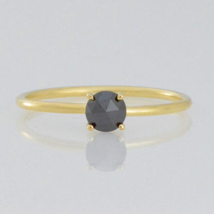 14Kt Gold 0.30 Ct  Natural Rose Cut Black Diamond Ring