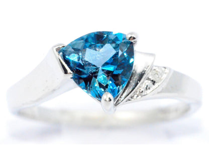 14Kt Gold London Blue Topaz & Diamond Trillion Ring