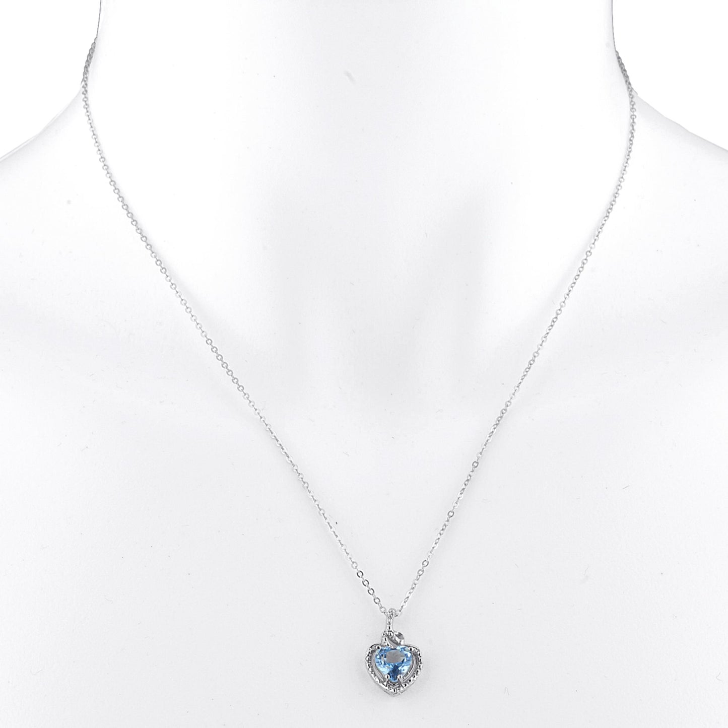 1.5 Ct Blue Topaz Heart Design Pendant .925 Sterling Silver