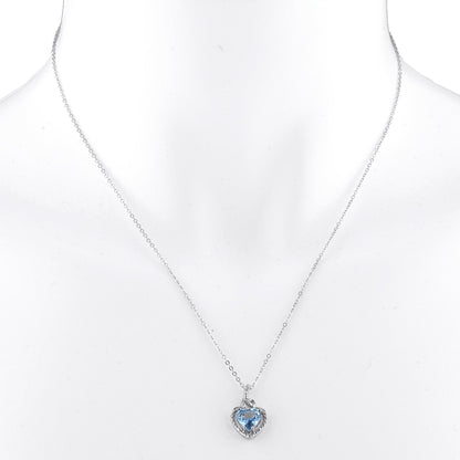 1.5 Ct Blue Topaz Heart Design Pendant .925 Sterling Silver