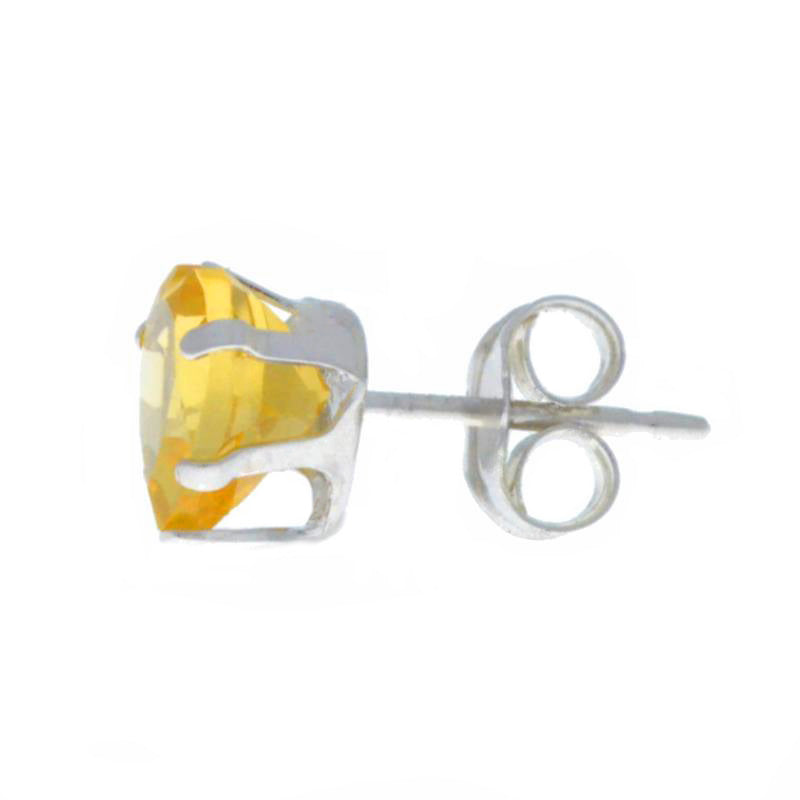 14Kt White Gold Citrine Heart Stud Earrings