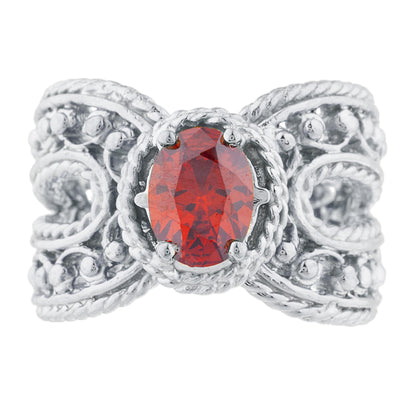 Garnet Oval Cocktail Design Ring .925 Sterling Silver