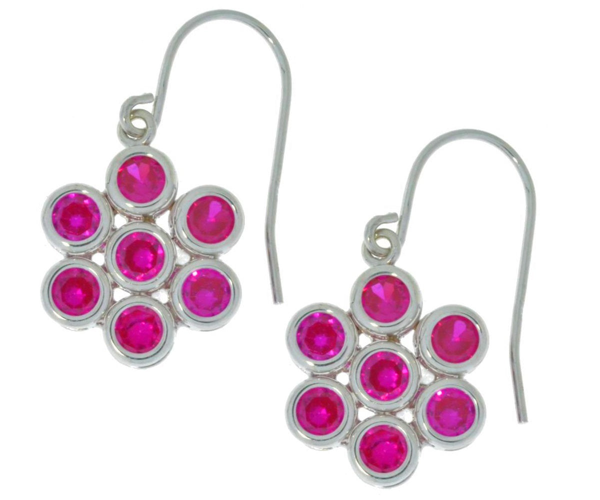 3.5 Ct Ruby Round Bezel Dangle Earrings .925 Sterling Silver