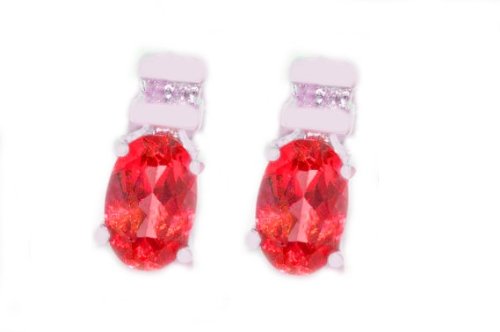 1 Ct Garnet Oval Diamond Stud Earrings .925 Sterling Silver