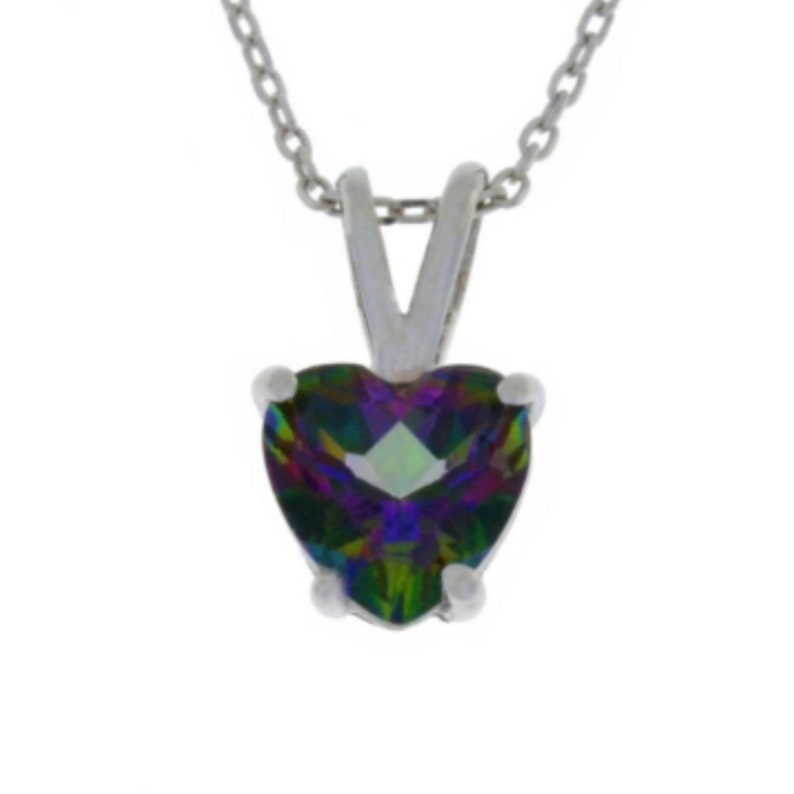 14Kt Gold Mystic Topaz Heart Pendant Necklace