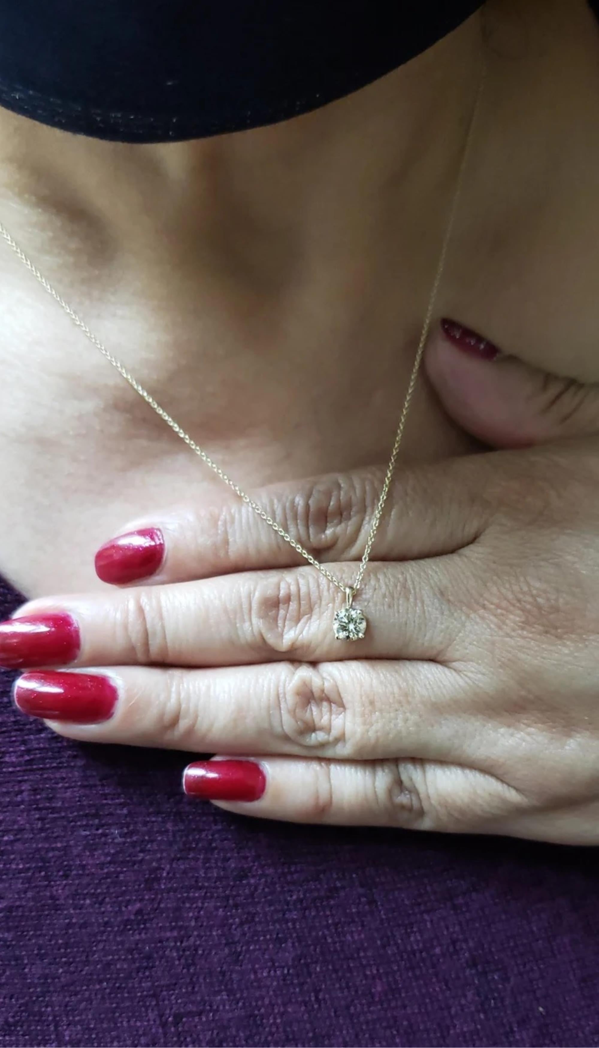 14Kt Gold 0.60 Ct Genuine Natural Diamond Pendant Necklace