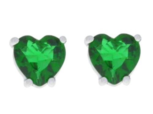 2 Ct Emerald Heart Stud Earrings 14Kt White Gold