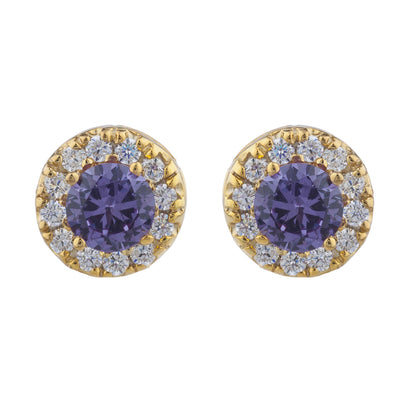 14Kt Gold 1 Ct Alexandrite Halo Design Stud Earrings