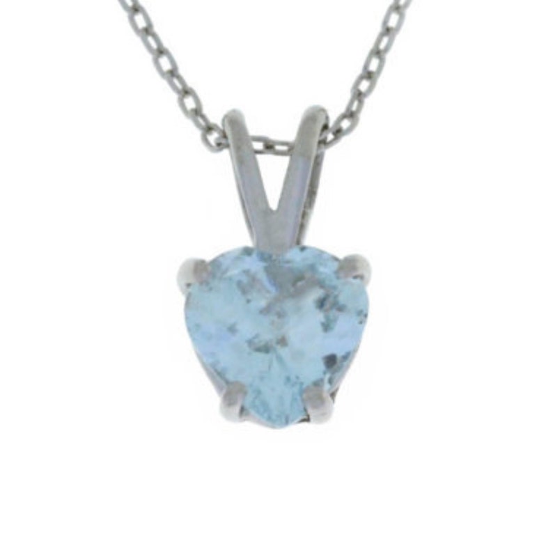 14Kt Gold Aquamarine Heart Pendant Necklace