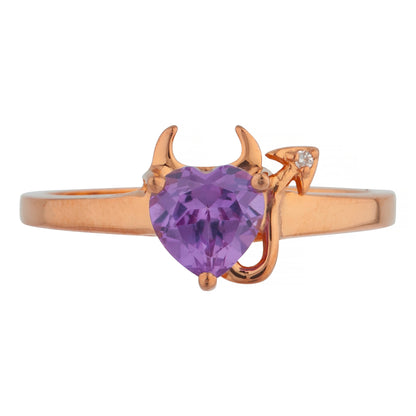 14Kt Gold Alexandrite & Diamond Devil Heart Ring