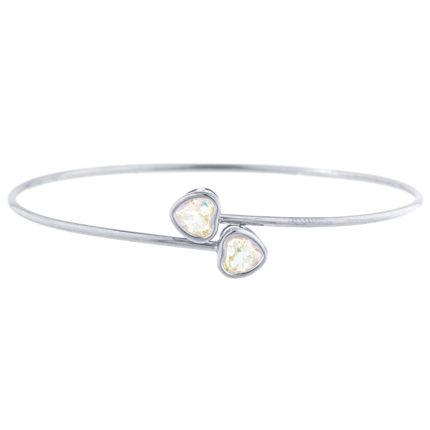 14Kt Gold Natural Mercury Mist Mystic Topaz Heart Bezel Bangle Bracelet