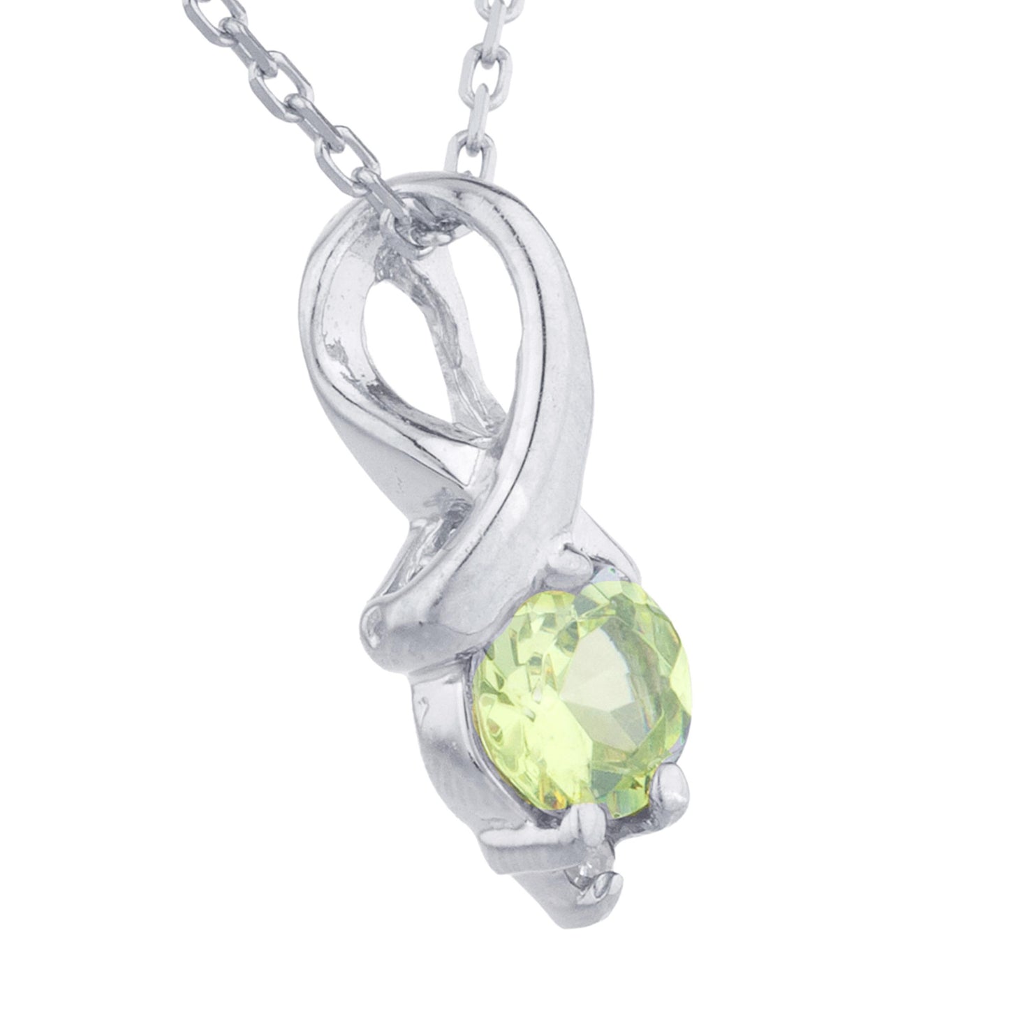 0.50 Ct Peridot & Diamond Round Design Pendant .925 Sterling Silver