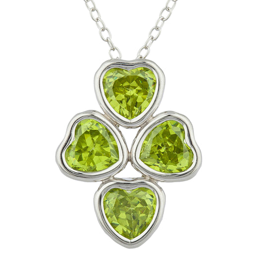 Peridot Heart Bezel Pendant .925 Sterling Silver