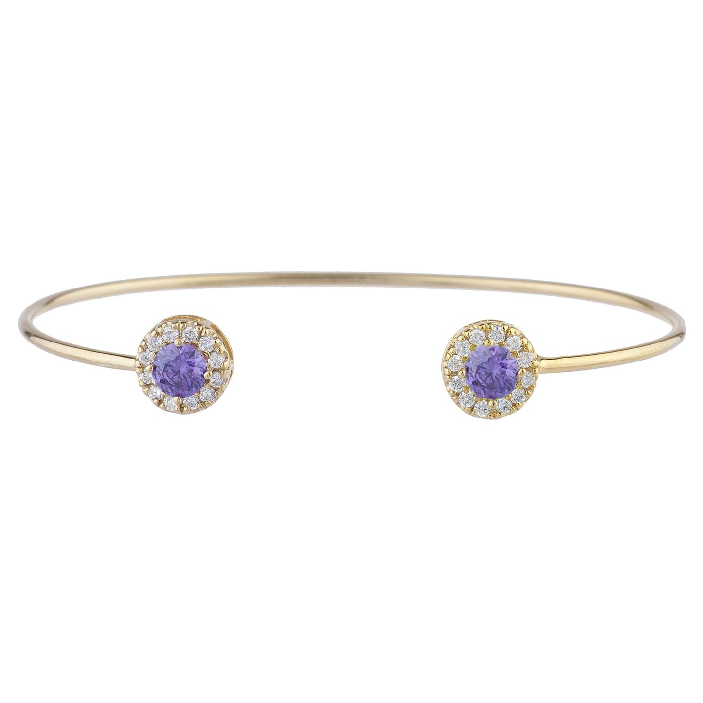 1 Ct Amethyst Halo Design Round Bangle Bracelet 14Kt Yellow Gold Rose Gold Silver