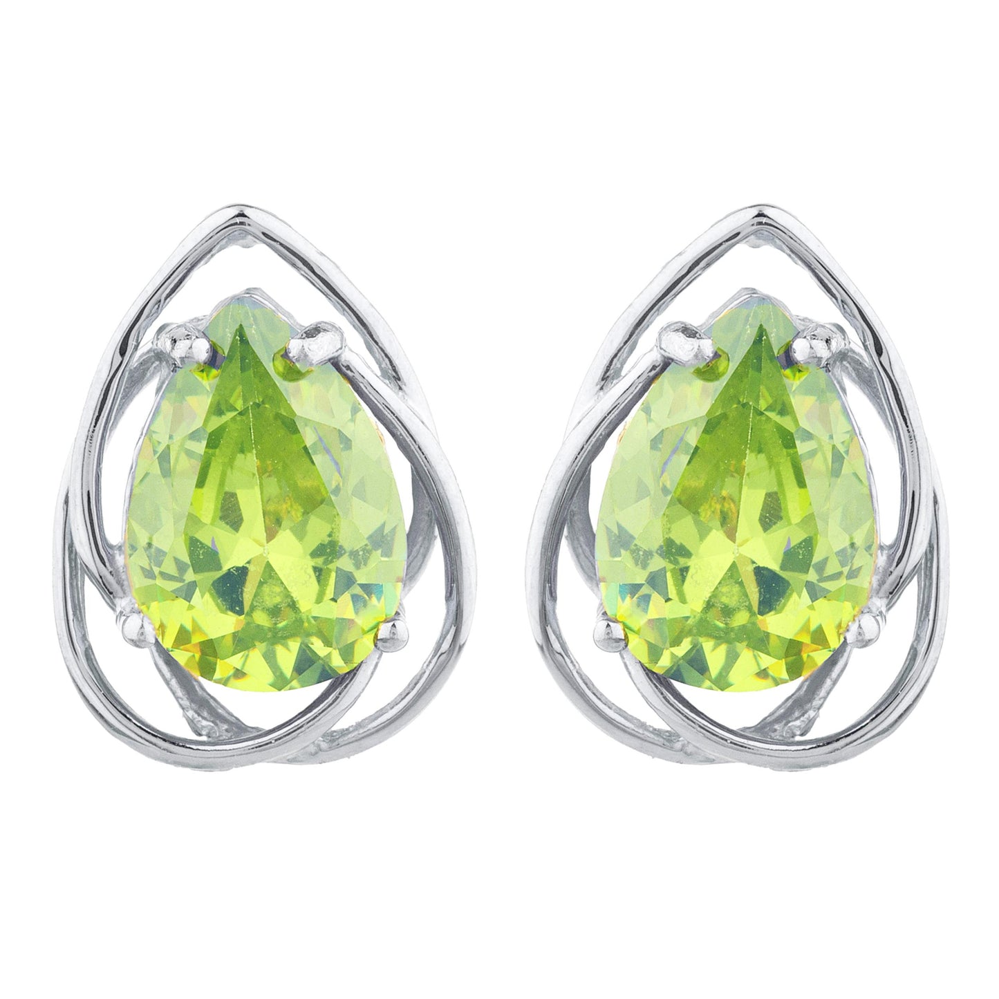 14Kt Gold 4 Ct Peridot Pear Teardrop Design Stud Earrings