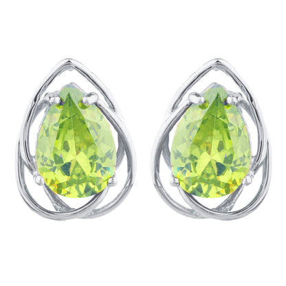 14Kt Gold 4 Ct Peridot Pear Teardrop Design Stud Earrings