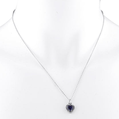 14Kt Gold Blue Sapphire Heart Design Pendant Necklace