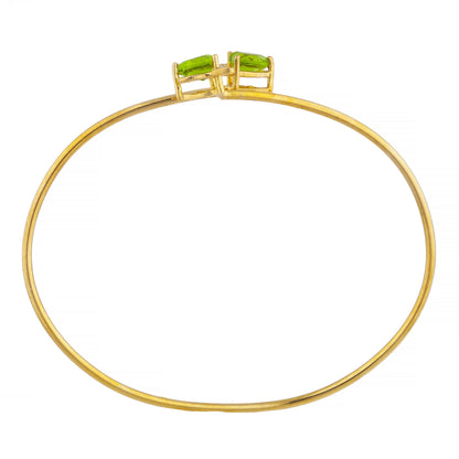 14Kt Gold Peridot & Diamond Devil Heart Bangle Bracelet