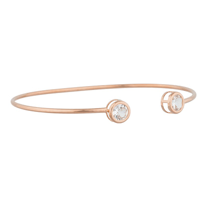 14Kt Rose Gold Plated Zirconia Round Bezel Bangle Bracelet