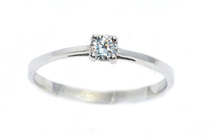 3mm Genuine Zirconia Round Ring .925 Sterling Silver Rhodium Finish