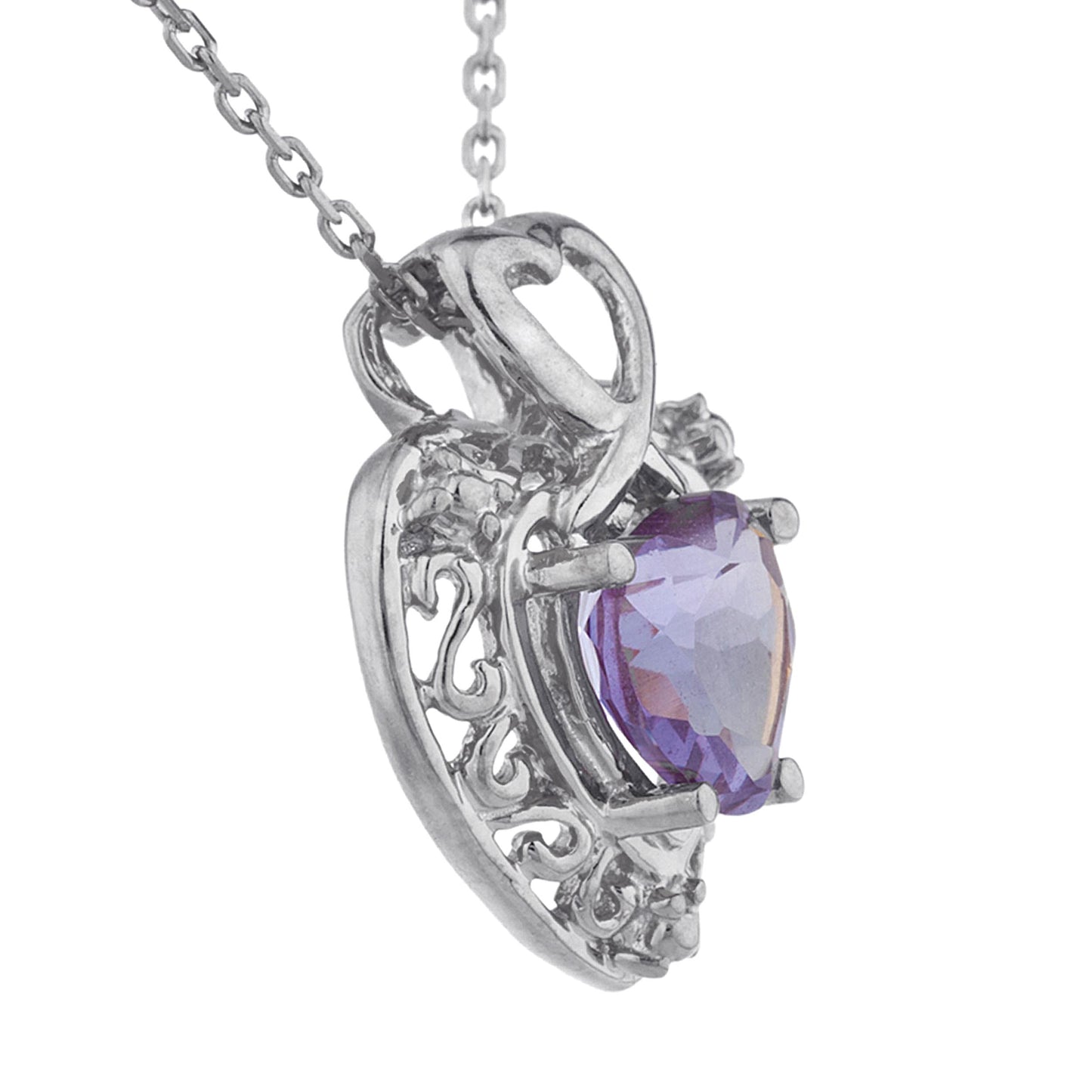 14Kt Gold Alexandrite Heart Design Pendant Necklace