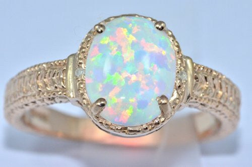 10x8mm Opal & Diamond Oval Ring Sterling Silver 14Kt Rose Gold Plated