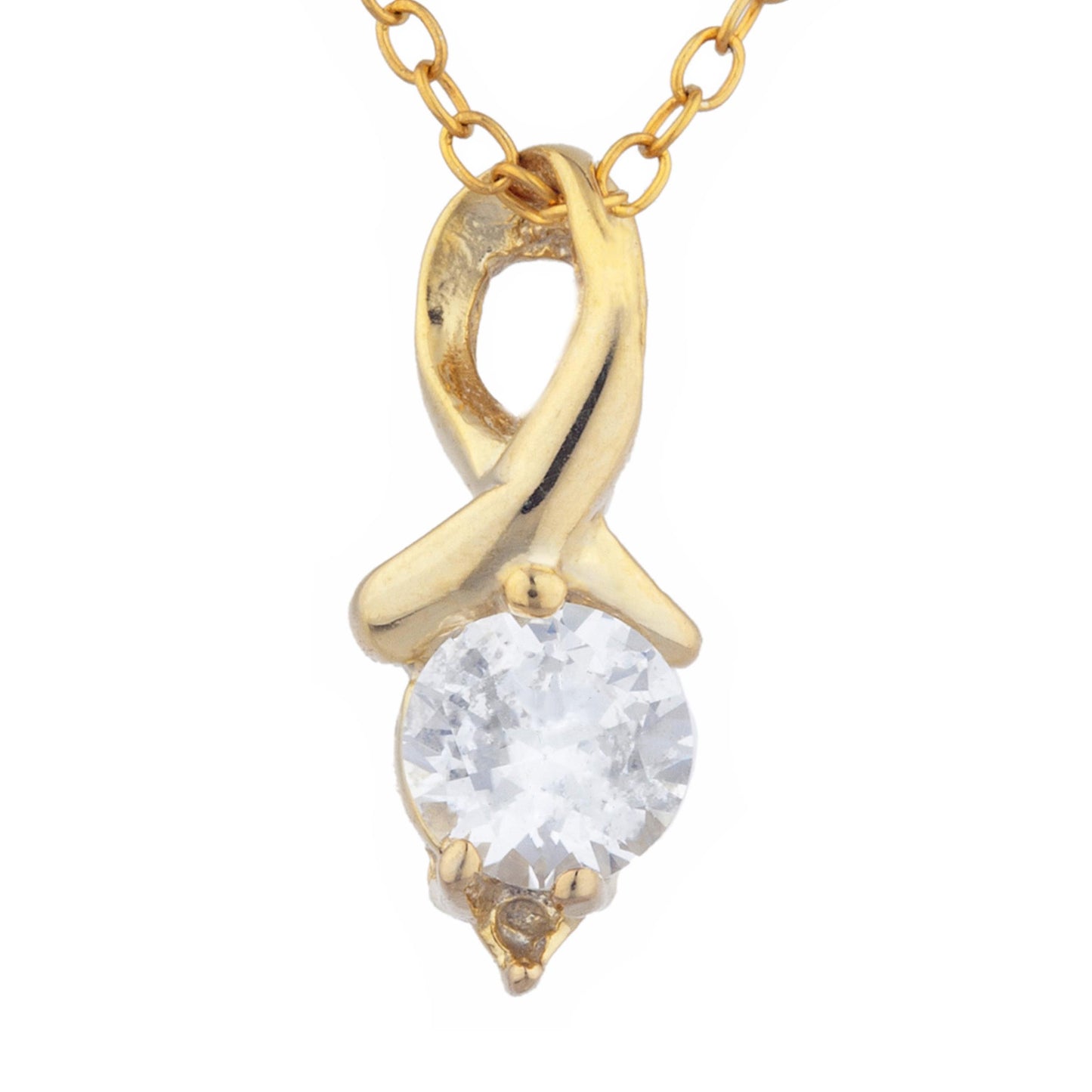 14Kt Yellow Gold Plated White Sapphire & Diamond Round Design Pendant