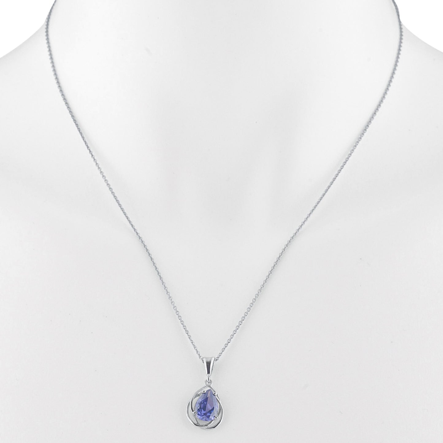 2 Ct Tanzanite Pear Teardrop Design Pendant .925 Sterling Silver