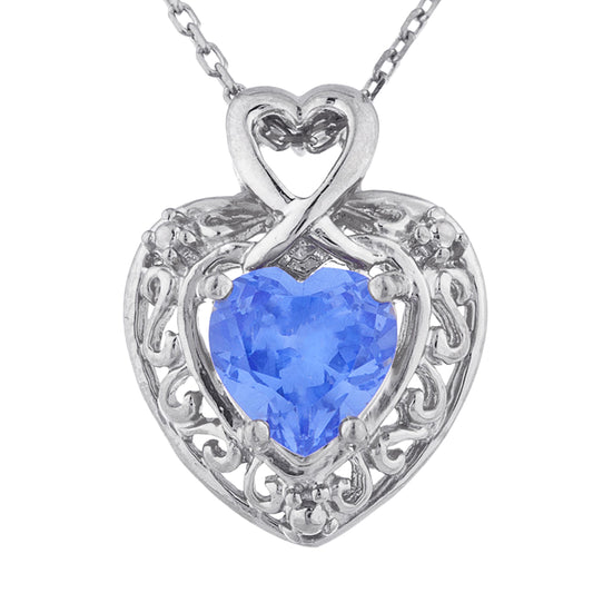 1.5 Ct Tanzanite Heart Design Pendant .925 Sterling Silver