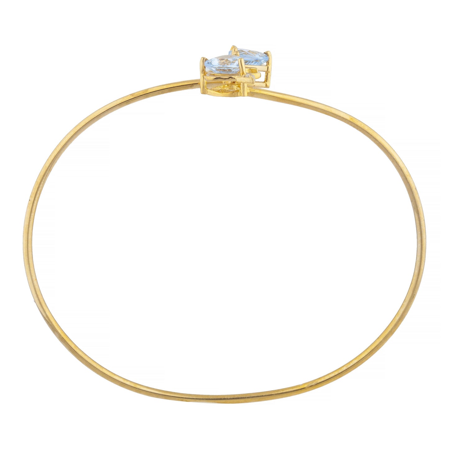 Aquamarine & Diamond Devil Heart Bangle Bracelet 14Kt Yellow Gold Rose Gold Silver