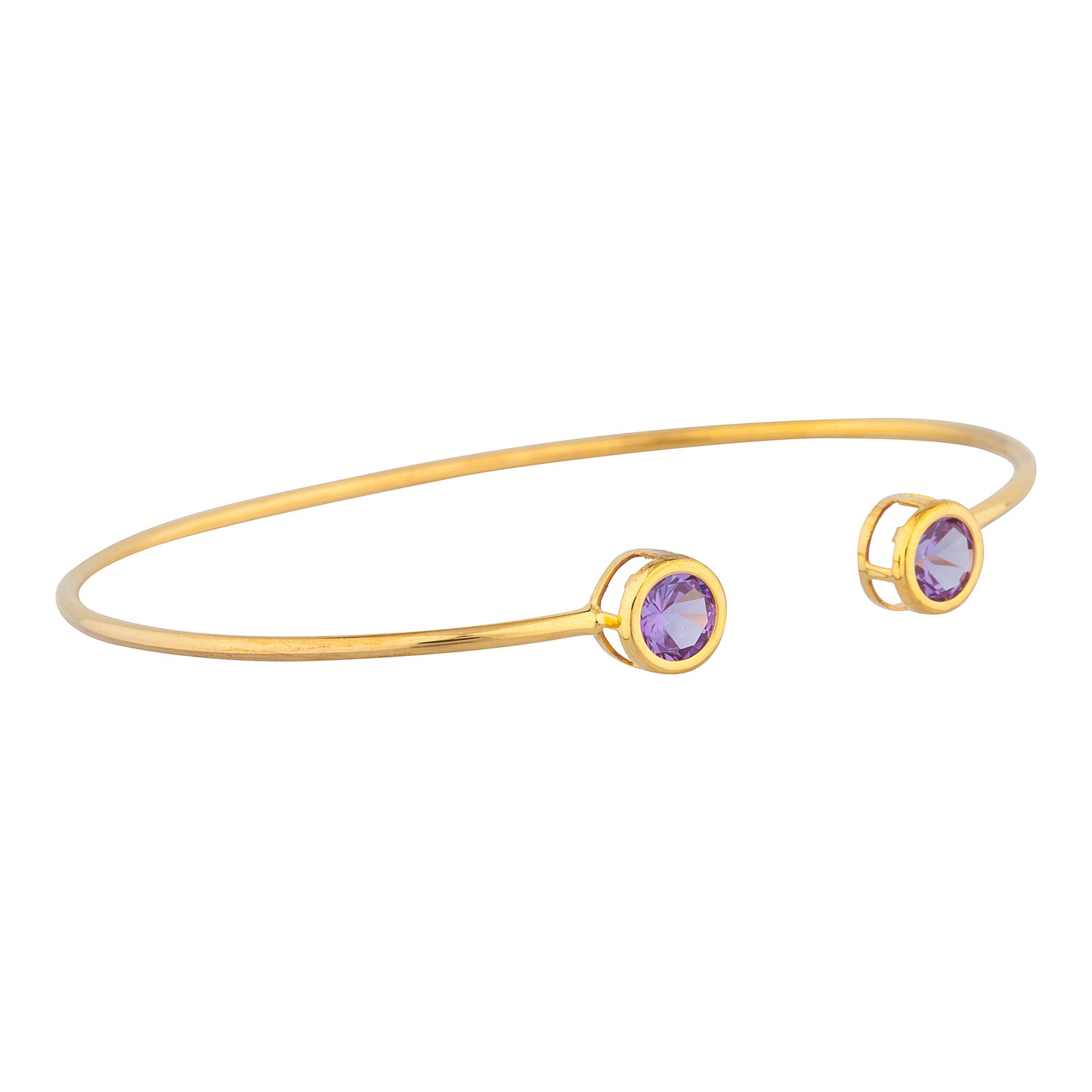 14Kt Yellow Gold Plated Alexandrite Round Bezel Bangle Bracelet