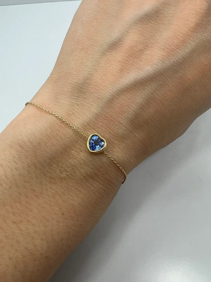 14Kt Gold Tanzanite Heart Bracelet