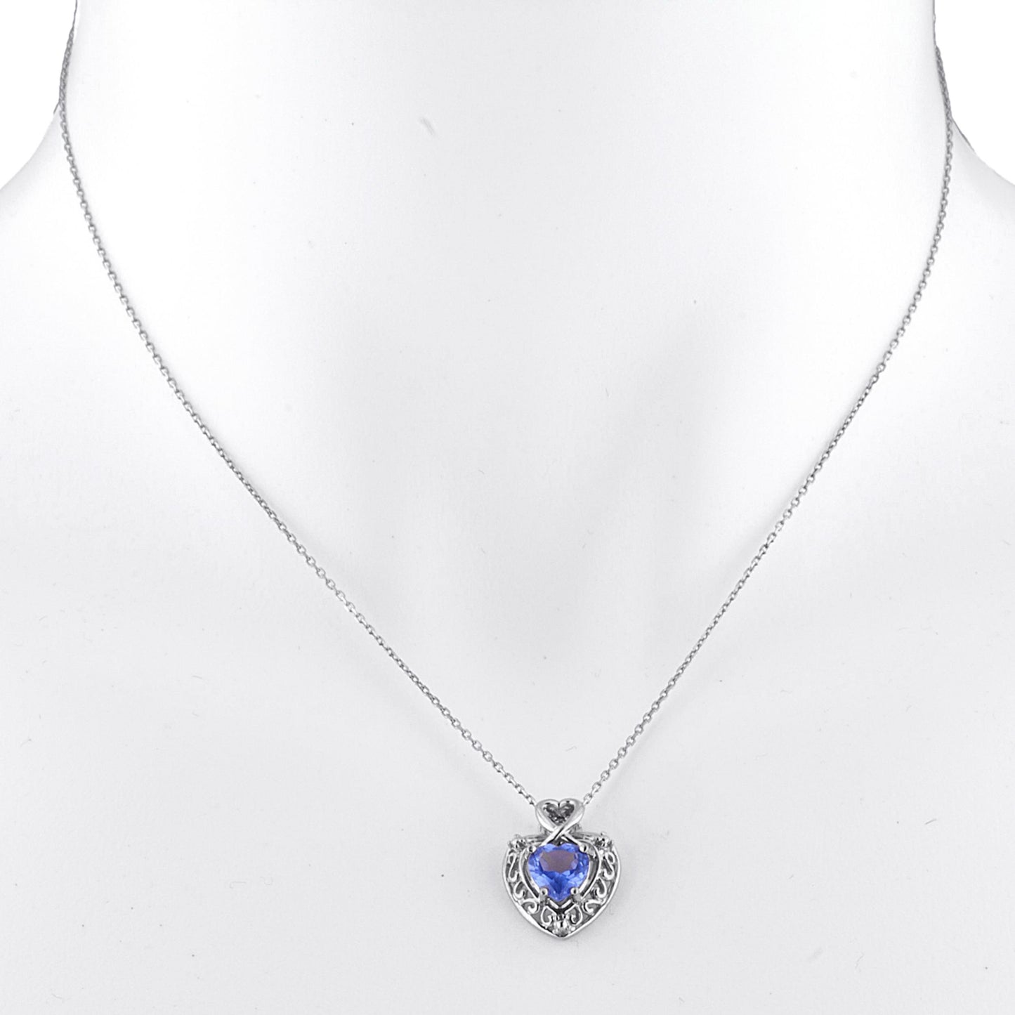 1.5 Ct Tanzanite Heart Design Pendant .925 Sterling Silver