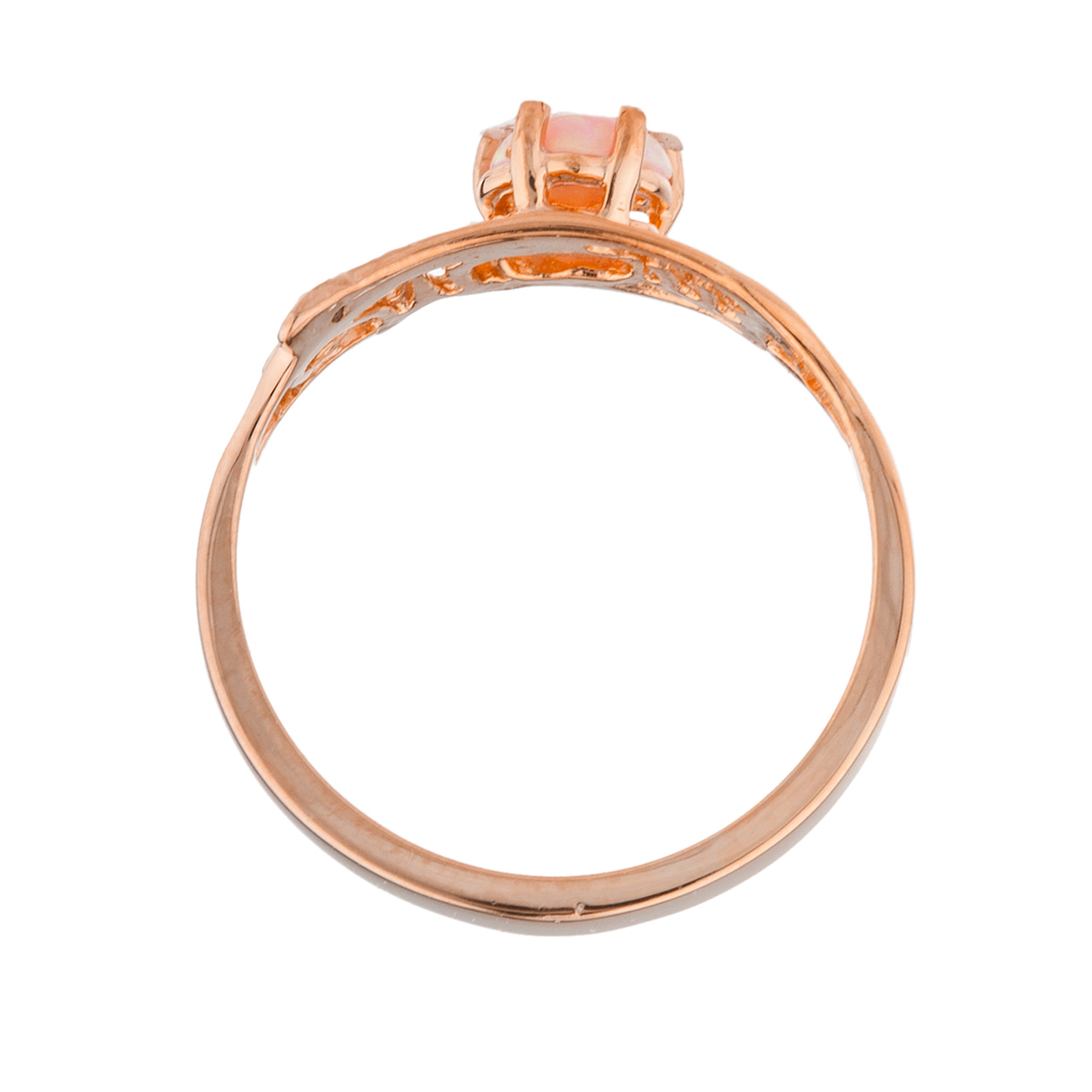 14Kt Gold Pink Opal & Diamond Heart Mom Ring
