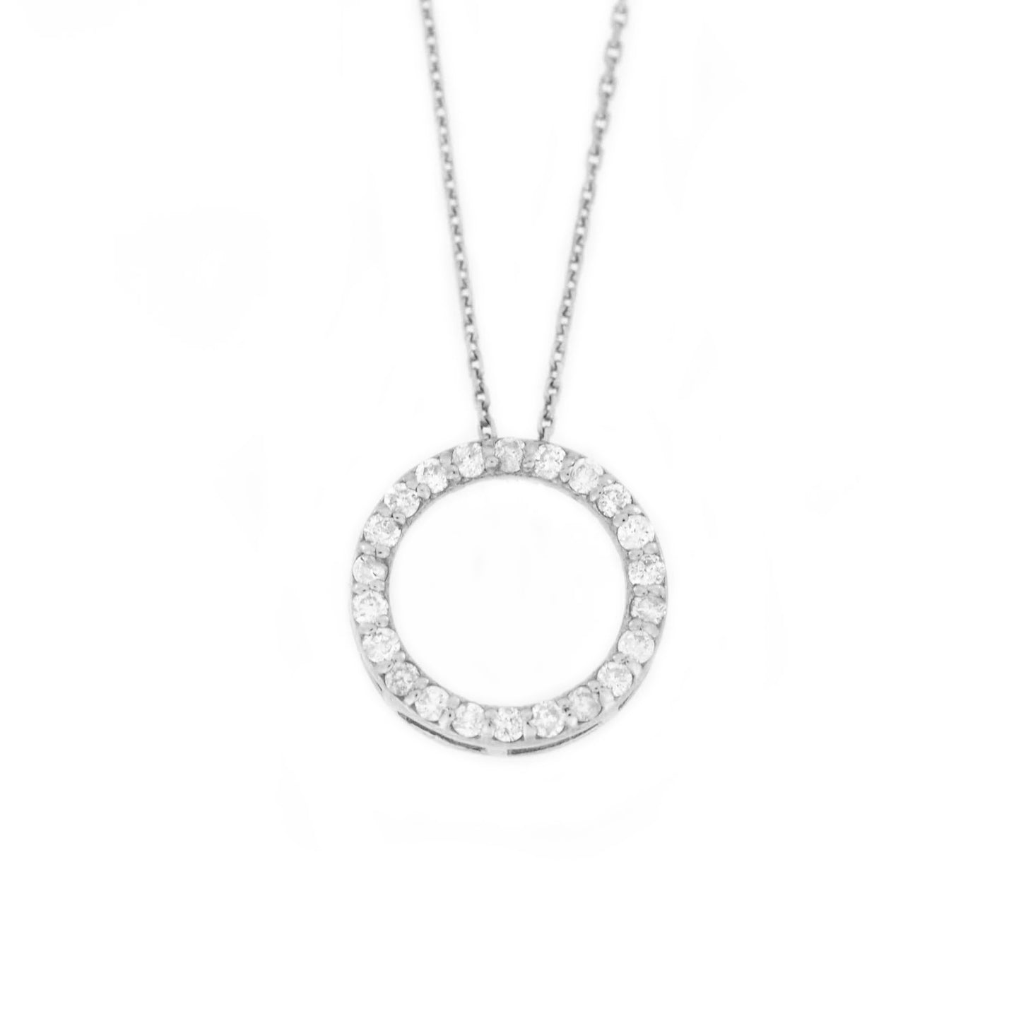 14Kt Gold Genuine Natural Diamond Circle Cluster Pendant Necklace